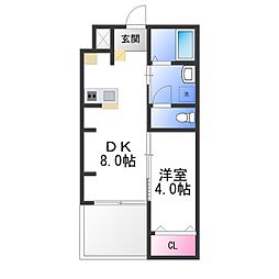 エヌエムキャトフヴァントゥレーズノース 1階1DKの間取り