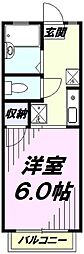 ドゥエル国立 1Kの間取図画像