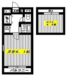 ロワジール貫井A 1Kの間取図画像