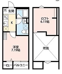 コンフォータス 1Kの間取図画像