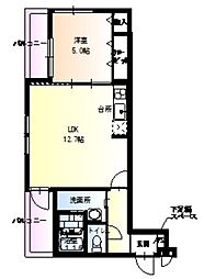 フジパレス瑞光2番館 1LDKの間取図画像