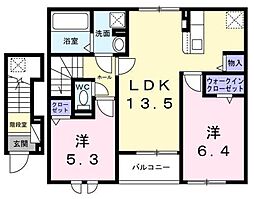 ユーステス鎌倉 2LDKの間取図画像