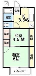 コーポ麻生 2Kの間取図画像