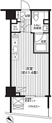 Ti-HIGASHIAZABU ワンルームの間取図画像