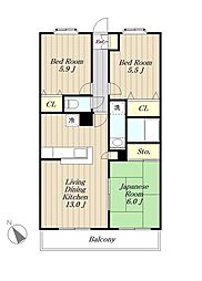 第7旭マンション 3LDKの間取図画像