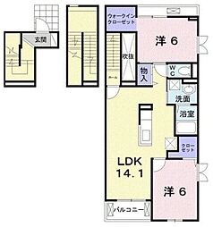 アイフラット日新2 2LDKの間取図画像