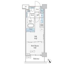 パークアクシス門前仲町テラス 1DKの間取図画像