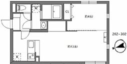セレヌコート新江古田 1LDKの間取図画像
