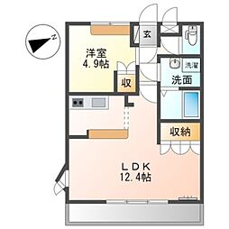 YOUコーポ 1LDKの間取図画像