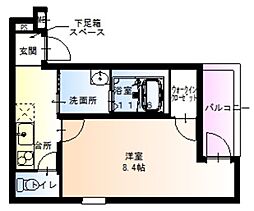 フジパレス放出6番館 1Kの間取図画像