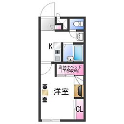 レオパレス樽井北 1Kの間取図画像