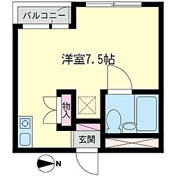 K-フラット ワンルームの間取図画像