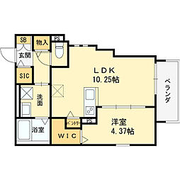 住之江区浜口西1丁目共同住宅 1LDKの間取図画像