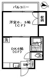 メゾン三枝 1DKの間取図画像