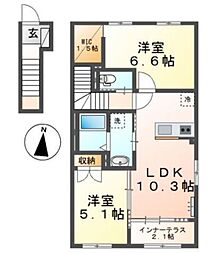 Serene(セリーン) 2LDKの間取図画像