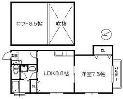ポラリス橋本西 1LDKの間取図画像