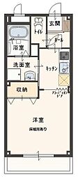 グランミュール 1Kの間取図画像