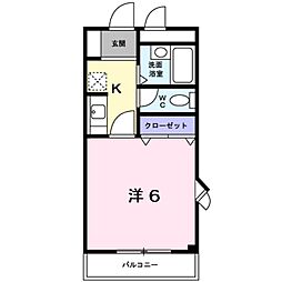 ジョリロジュマン 1Kの間取図画像