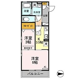 ボナール本館 2Kの間取図画像