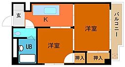 SKハイツ1 2Kの間取図画像