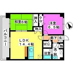 グランドハイツ廣善 2LDKの間取図画像