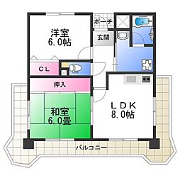 アネックス六兵衛 2LDKの間取図画像