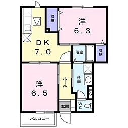 メゾンシャトル 2DKの間取図画像