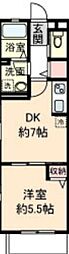 スワンズガーデン 1DKの間取図画像