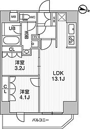 コンフォリア・リヴ千住 11階2LDKの間取り
