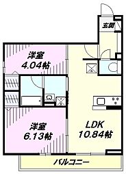 (仮)国立市谷保4丁目PJ 新築共同住宅A棟 2LDKの間取図画像