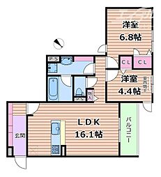 AF sweet 2LDKの間取図画像