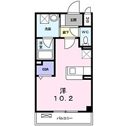 キングスコート桑津 ワンルームの間取図画像