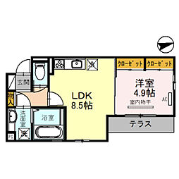 LumCoCo真田山 1LDKの間取図画像