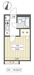 サンアベニューA 1Kの間取図画像