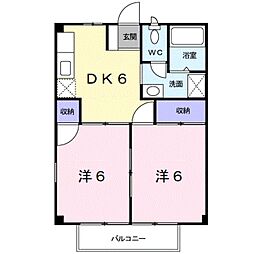 シャロル内原 2DKの間取図画像