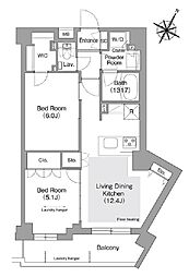 コンフォリア・リヴ文京護国寺 3階2LDKの間取り