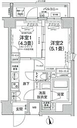 ルフレプレミアム町屋 2Kの間取図画像