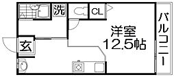 香里さくらハイツ3 ワンルームの間取図画像