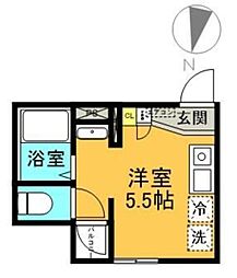 ＡＱリーフィア堀切 2階ワンルームの間取り