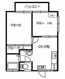 サンウィングせんげん台1 2DKの間取図画像