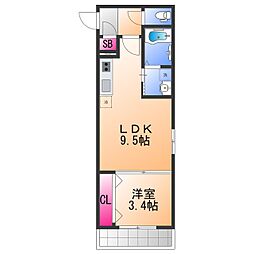 Raffine諏訪ノ森 1LDKの間取図画像