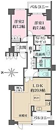 パークハウス四谷 2LDKの間取図画像