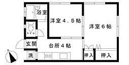 サンライズ田谷 2Kの間取図画像
