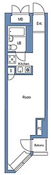 ビューパレー新宿新都心 ワンルームの間取図画像