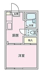 ピアベルテB 1Kの間取図画像