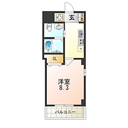 リズ新北野 1Kの間取図画像