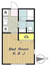 リヴェール 1Kの間取図画像