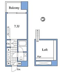 RIZ高輪 1Kの間取図画像