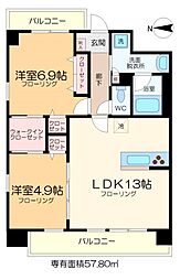 サクラレジデンス 2LDKの間取図画像
