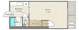 石川マンション 1Kの間取図画像